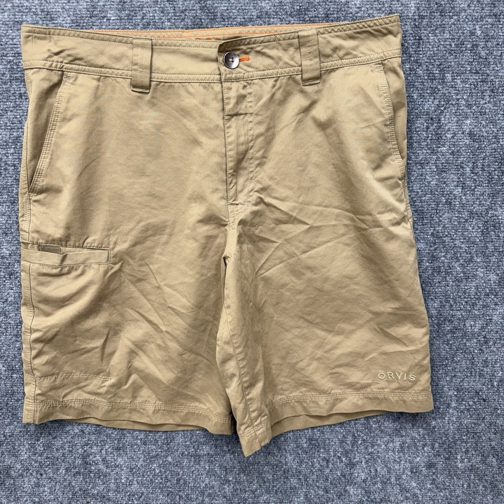 Orvis Shorts Mens 34 34x9 tan beige Cargo Fishing Hiking  Camping